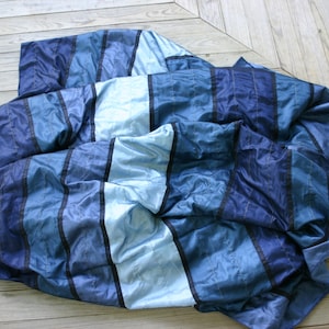 Unique Shades of Blue, Black Tule Net Covered Fabric - 2 yards - 47&quot; wide
