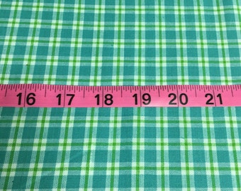 Homespun Royal Blue White, and Green Plaid Cotton Fabric Yardage