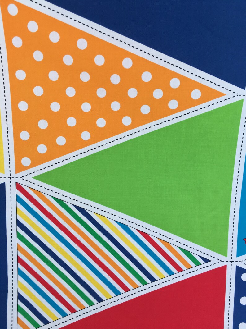 Bunting Fabric Panel DIY Bright Colorful Fun 44 Wide image 5