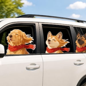 Dog Car Decal, Peeking Puppy Window Sticker, Dog Breed Vinyl Decal, Golden Retriever, Labrador, Corgi, Border Collie, Car Window Decor