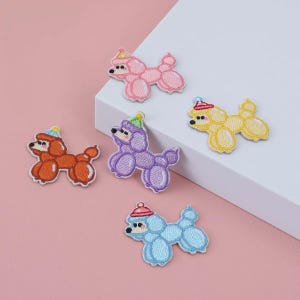 Embroidered Balloon Dog Patch, Poodle Applique for Jackets, Backpacks, Hats