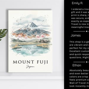 Mount Fuji Japan Mount Fuji Art, Canvas or Poster, Ink Wash Decor, Living Room Bedroom Study Wall Art, Blue Grey White image 9
