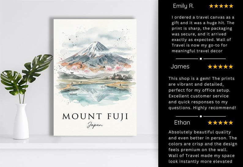 Mount Fuji Japan Mount Fuji Art, Canvas or Poster, Ink Wash Decor, Living Room Bedroom Study Wall Art, Blue Grey White image 9