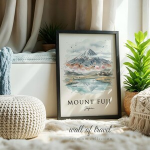 Mount Fuji Japan Mount Fuji Art, Canvas or Poster, Ink Wash Decor, Living Room Bedroom Study Wall Art, Blue Grey White image 17