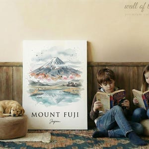 Mount Fuji Japan Mount Fuji Art, Canvas or Poster, Ink Wash Decor, Living Room Bedroom Study Wall Art, Blue Grey White image 16