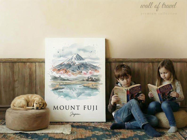 Mount Fuji Japan Mount Fuji Art, Canvas or Poster, Ink Wash Decor, Living Room Bedroom Study Wall Art, Blue Grey White image 16
