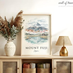 Mount Fuji Japan Mount Fuji Art, Canvas or Poster, Ink Wash Decor, Living Room Bedroom Study Wall Art, Blue Grey White image 4