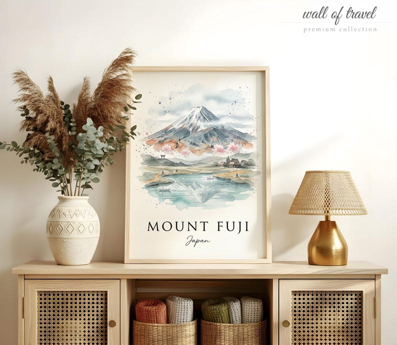 Mount Fuji Japan Mount Fuji Art, Canvas or Poster, Ink Wash Decor, Living Room Bedroom Study Wall Art, Blue Grey White image 4