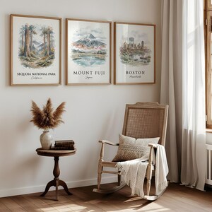 Mount Fuji Japan Mount Fuji Art, Canvas or Poster, Ink Wash Decor, Living Room Bedroom Study Wall Art, Blue Grey White image 11