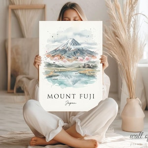 Mount Fuji Japan Mount Fuji Art, Canvas or Poster, Ink Wash Decor, Living Room Bedroom Study Wall Art, Blue Grey White image 8