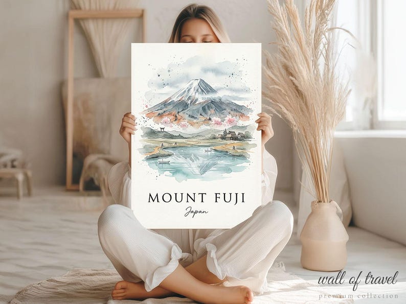 Mount Fuji Japan Mount Fuji Art, Canvas or Poster, Ink Wash Decor, Living Room Bedroom Study Wall Art, Blue Grey White image 8