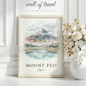 Mount Fuji Japan Mount Fuji Art, Canvas or Poster, Ink Wash Decor, Living Room Bedroom Study Wall Art, Blue Grey White image 15