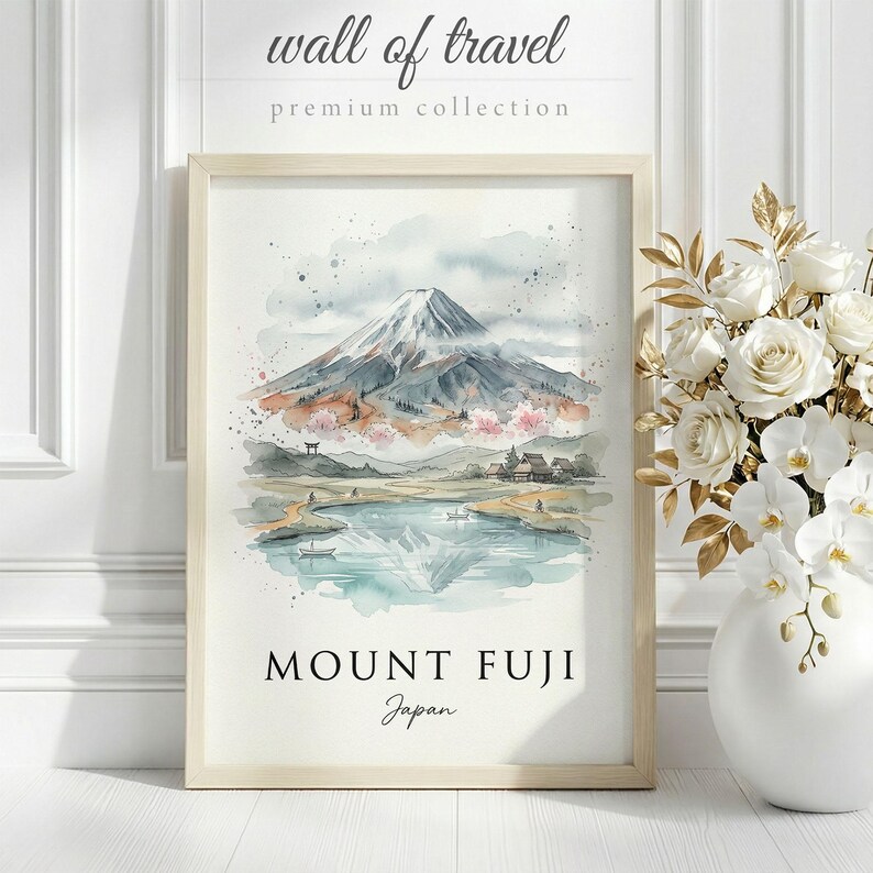 Mount Fuji Japan Mount Fuji Art, Canvas or Poster, Ink Wash Decor, Living Room Bedroom Study Wall Art, Blue Grey White image 15