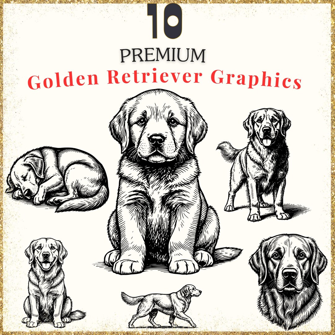 Golden Retriever SVG Bundle • 10 Engraved Dog Designs • SVG PNG ...