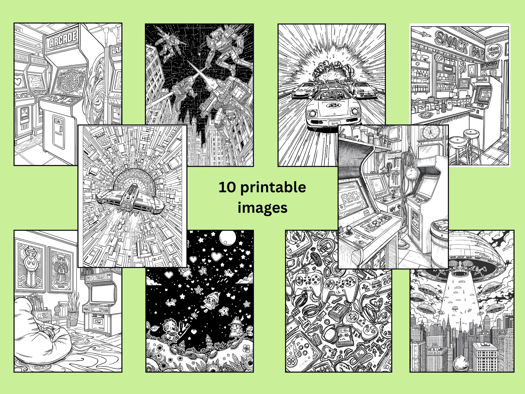 1980s Arcade Coloring Pages, Retro Video Game Art, Nostalgic Gaming ...