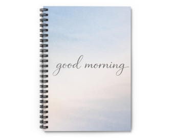 Cuaderno espiral azul "Buenos días", diario rayado