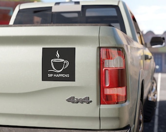 Pegatina para parachoques con frase "Sip Happens Coffee" / Vinilo con frase divertida sobre café / Pegatina minimalista para taza de coche o portátil