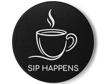 Posavasos de cerámica para taza de café Sip Happens / posavasos con respaldo de corcho