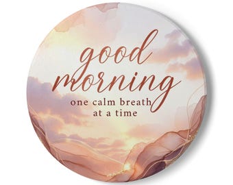 Posavasos de cerámica con frase "Buenos días, amanecer" / posavasos de cocina relajante