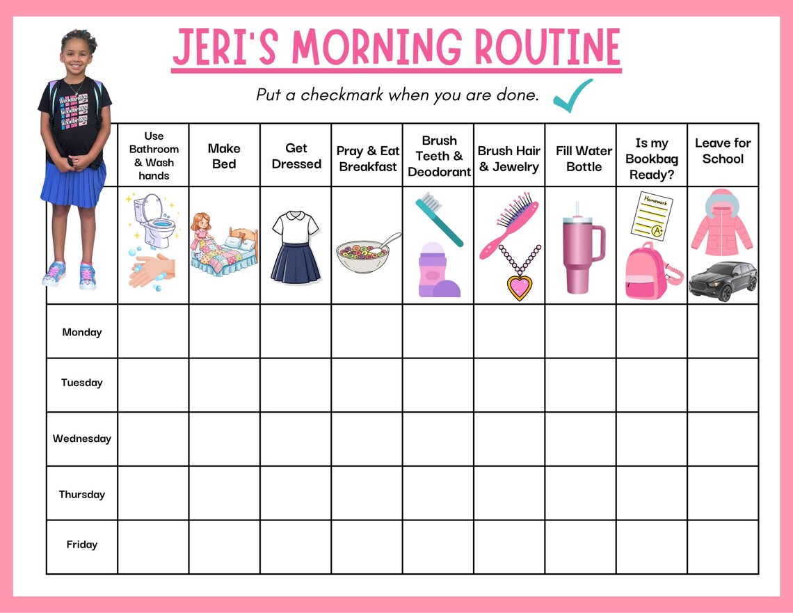 Custom Kids Morning & Evening Routine Chart L Personalized Daily ...