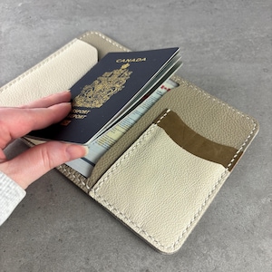 Upcycled Leather Passport Wallet (Beige)