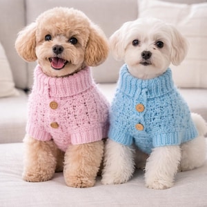 Patrón de suéter de ganchillo para perro, suéter para perro pequeño, patrón de jersey de ganchillo para cachorro, ropa fácil para mascotas, descarga en PDF para principiantes