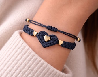 Patrón PDF para pulsera de corazón a crochet, tutorial para pulsera de flores hecha a mano, joyería de crochet ajustable, regalo de amistad para ella.