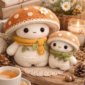 Crochet Mushroom Amigurumi Pattern PDF, Cute Plush Doll, Cottagecore Woodland Toy, Easy Crochet Mushroom, Kawaii Soft Toy