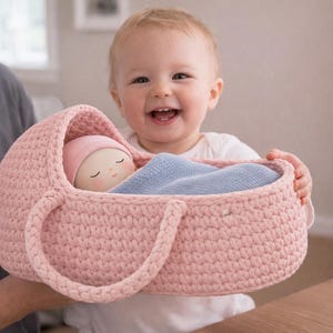 Modèle PDF de couffin au crochet, modèle de panier de Moïse au crochet, modèle de panier pour nouveau-né, tutoriel de lit de bébé au crochet bricolage, crochet pour bébé