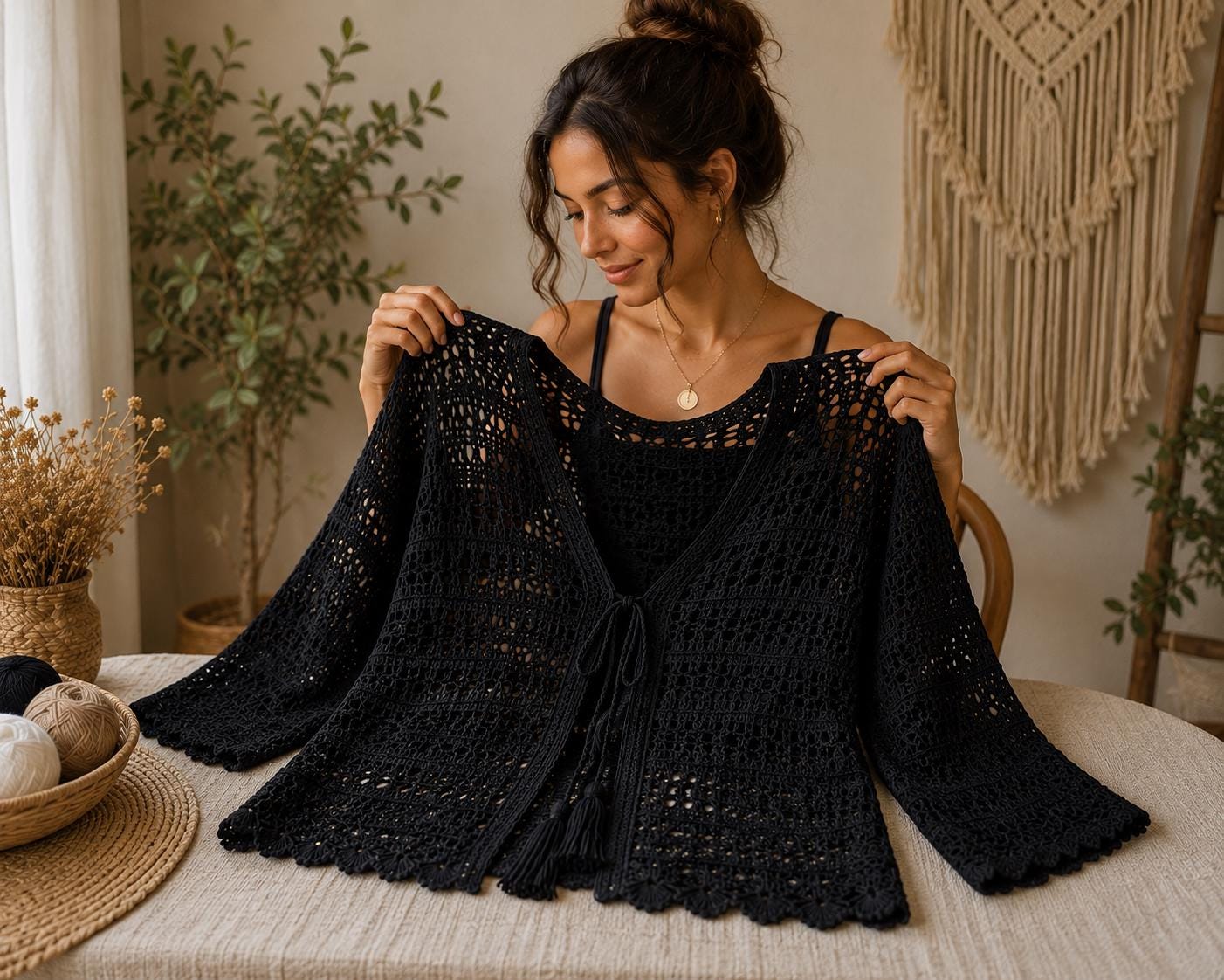Crochet Lace Cardigan Pattern PDF, Tie Front Crochet Top, Bell