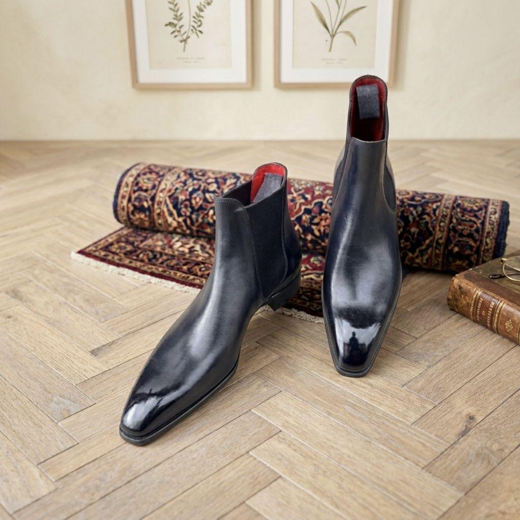 Stivali Eleganti In Pelle Uomo | Royale | Pelle Pieno Fiore, Suola In Cuoio, Made In Pakistan