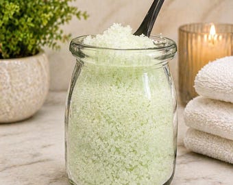 Handmade Sugar Scrub with Sugar, jojoba oil, sweet almond oil, and coconut oil. Available in multiple scents.