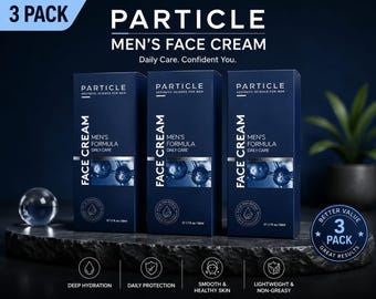 Pack de 3 cremas faciales con partículas para hombre – Hidratante diario 50 ml / Cuidado hidratante antiedad / Producto esencial para el cuidado masculino