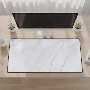 Ivory Stone Desk Mat | Large Desk Pad | Minimal Marble Workspace | Neutral Office Decor | Gift for Her