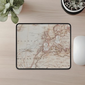 Atlas Glow Mouse Pad | Vintage Europe Map Mousepad | Cozy Desk Setup | Antique Workspace Aesthetic | Travel Office Decor