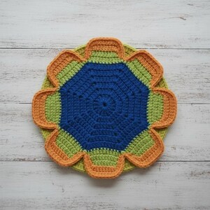 Crochet Flower Pan Protector Pattern | Beginner Cotton Trivet, Reusable Kitchen Saver (PDF Pattern)