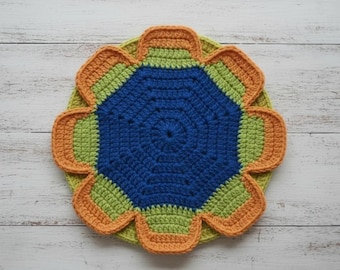 Crochet Flower Pan Protector Pattern | Beginner Cotton Trivet, Reusable Kitchen Saver (PDF Pattern)