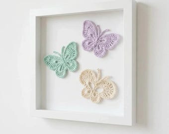 Butterfly Crochet Applique Pattern (Lacy Wall Art Style) Pdf