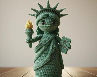 Lady Liberty Amigurumi Crochet Pattern, Kawaii Statue of Liberty Doll (PDF Download)