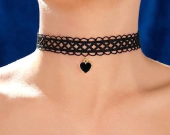 The Midnight Heart Lace Choker -Crochet Pattern (PDF Download)