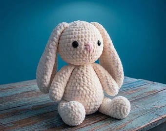 Soft Bunny Amigurumi Crochet Pattern, Long Ear Plush Toy Tutorial (PDF)