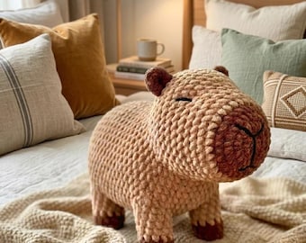 Crochet Capybara Plush, Handmade Soft Toy Gift for Animal Lovers, Unique Crochet Plushie