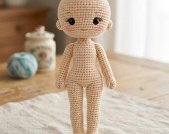 Crochet Doll Base Pattern PDF – Amigurumi Naked Doll Pattern – Cute Chibi Doll Body Tutorial – Crochet Plush Doll Base