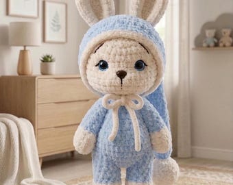 Crochet Bunny in Hooded Outfit Pattern