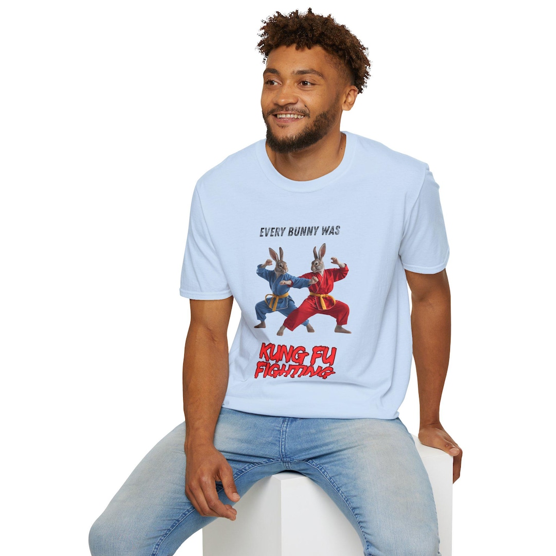 Kung Fu Fighting Bunny Illustration T-shirt | Martial Arts Rabbit Tee ...