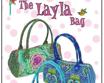 The Layla Bag pattern, from Cool Cat Creations sew a cute fabric quilted bag using sweet or funky fabrics