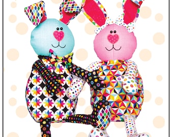 Bunny Pajama Bag Pattern for children's bedroom decor or stuffed dolls with zippered pocket.