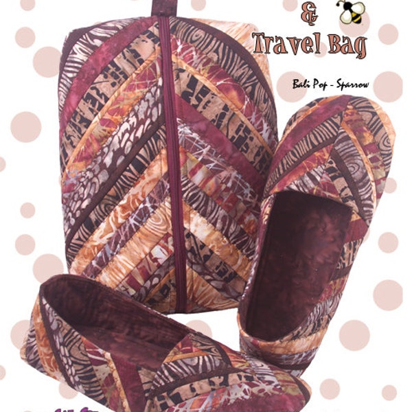 Download Version of Papa Bear Slippers & Travel Case PDF Pattern, Quilted Slippers and Travel Bag for Men by Cool Cat Creations