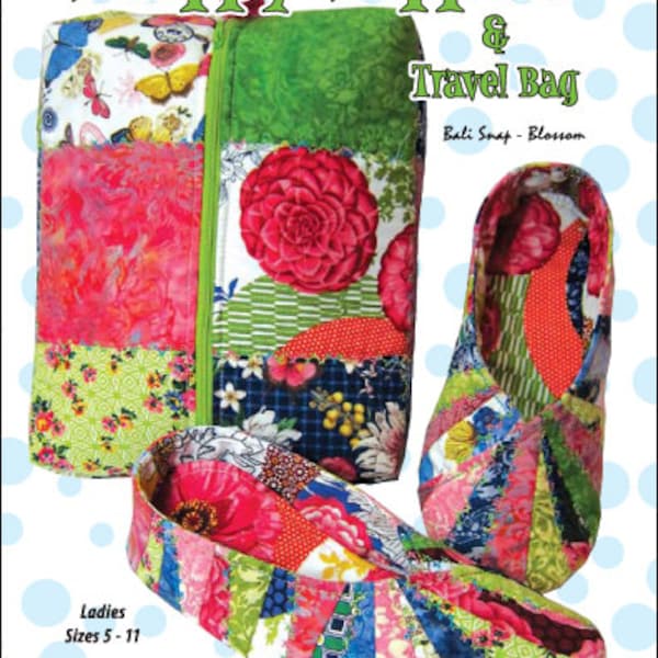 Snappy Slippers & Travel Case Pattern, make using 1 package of Bali Snaps or Charm Squares