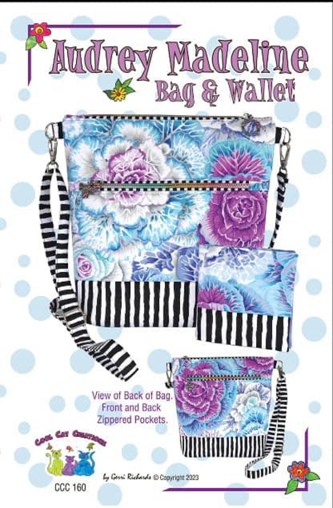 Audrey Madeline Crossbody Bag Pattern With Two Outside Zippered Pockets